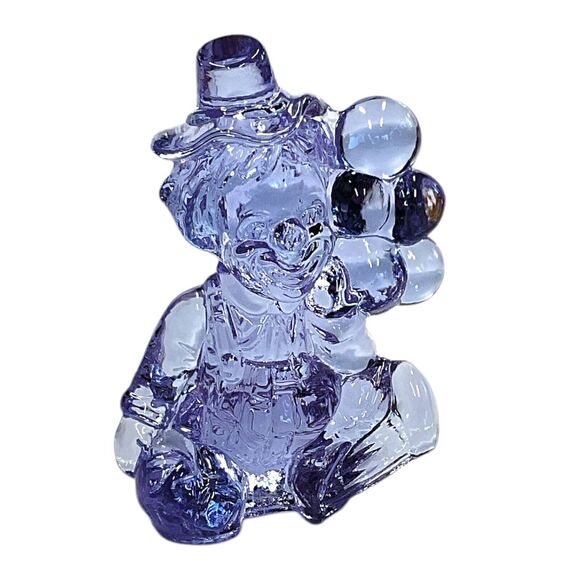 Balloon Clown Art Glass Figurine Cadmium Glow Eros Lavender 1981 Mosser with Box - Picture 3 of 9